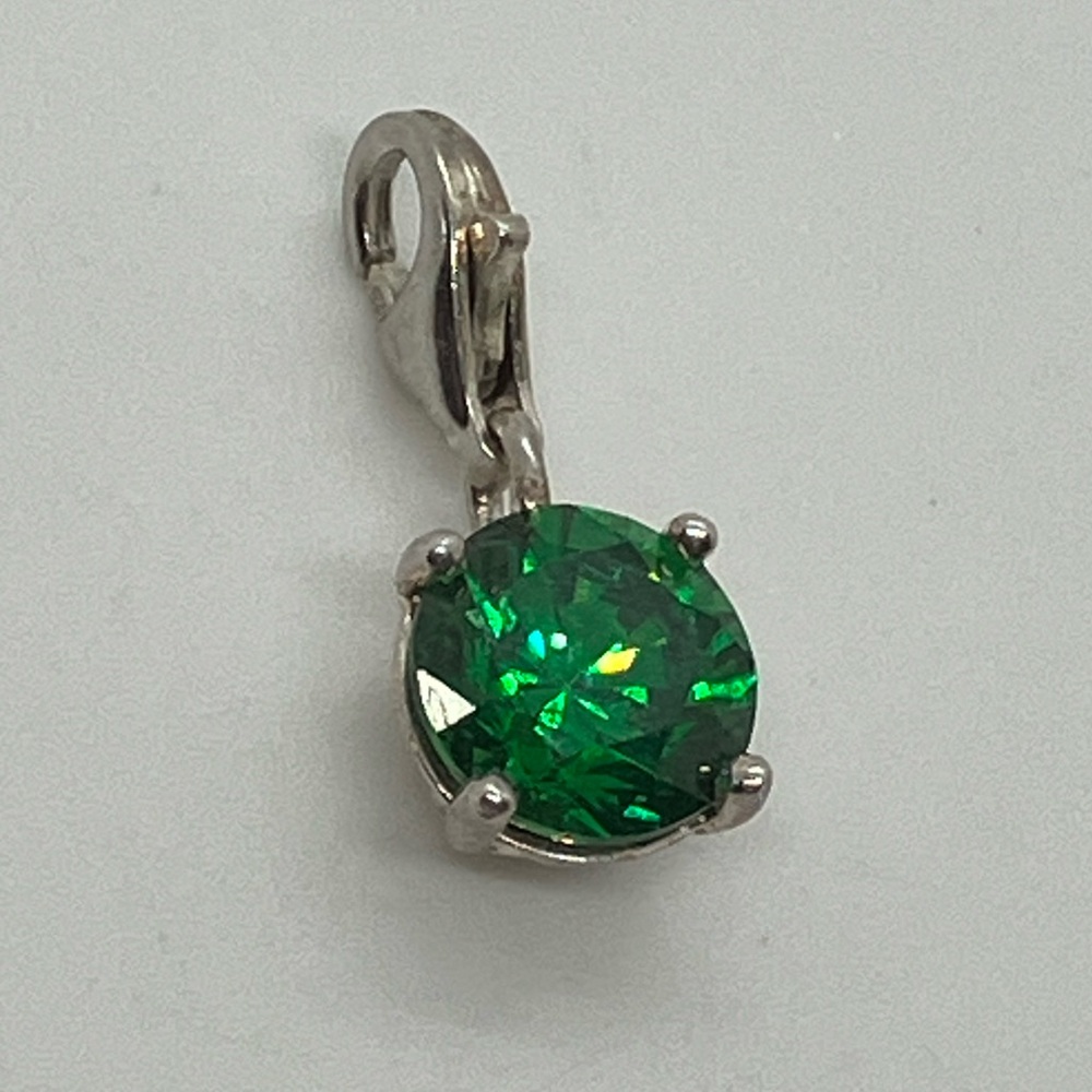 Michael Hill Sterling Silver Emerald Green Cz March Birthstone Clip Charm